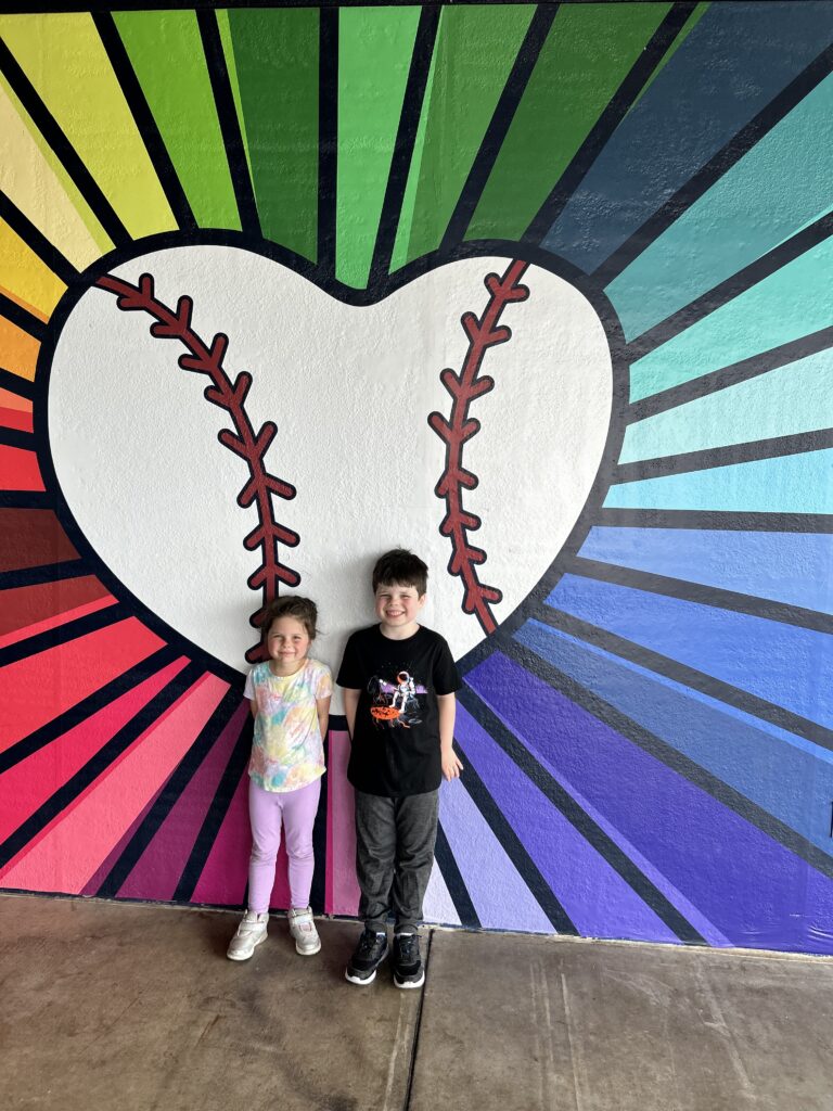 Baseball heart mural at Dell Diamond